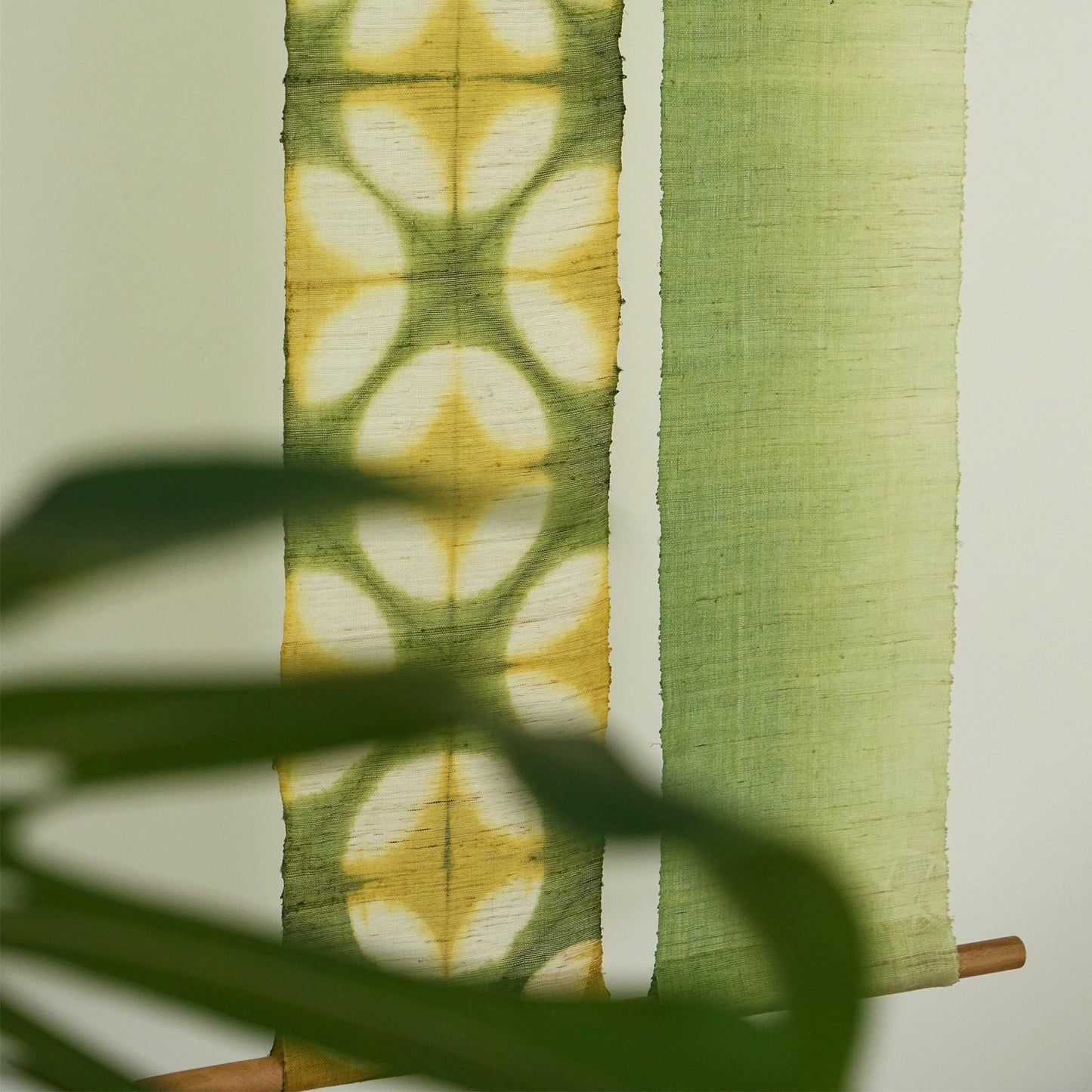 detail view of Narrow Ramie — Field Grid showing repeated resist-dye motifs
