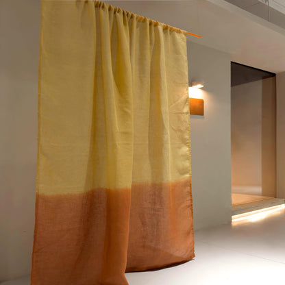detail view of Linen Panel — Warm Beige showing plant-dyed fabric texture and pattern