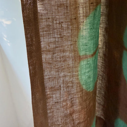 styled room scene with Motif Linen Noren — Amber Grid used as a window or doorway curtain