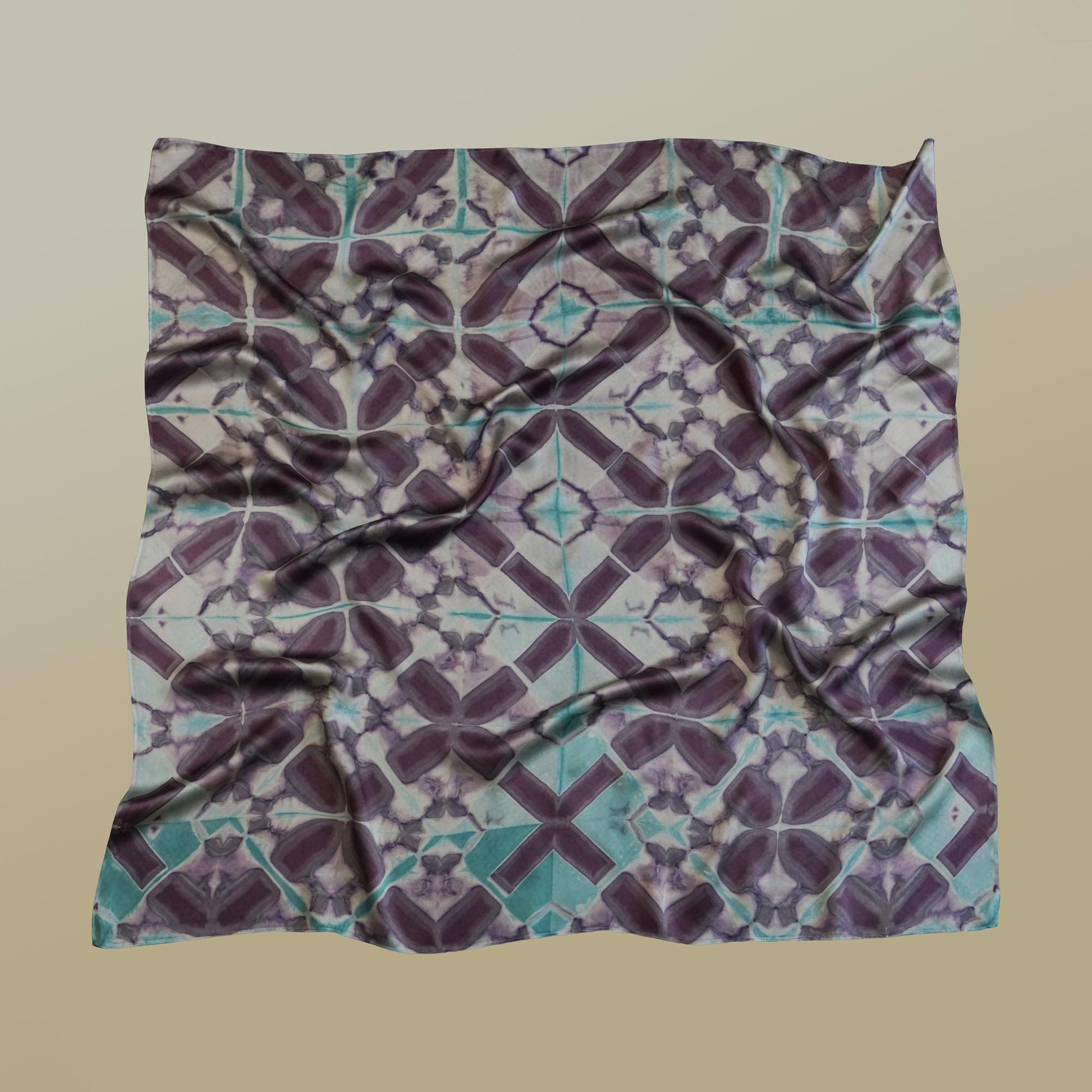 Hand dyed plant-dyed scarf 'Mauve Knot' — wearable botanical textile art, natural dyes.