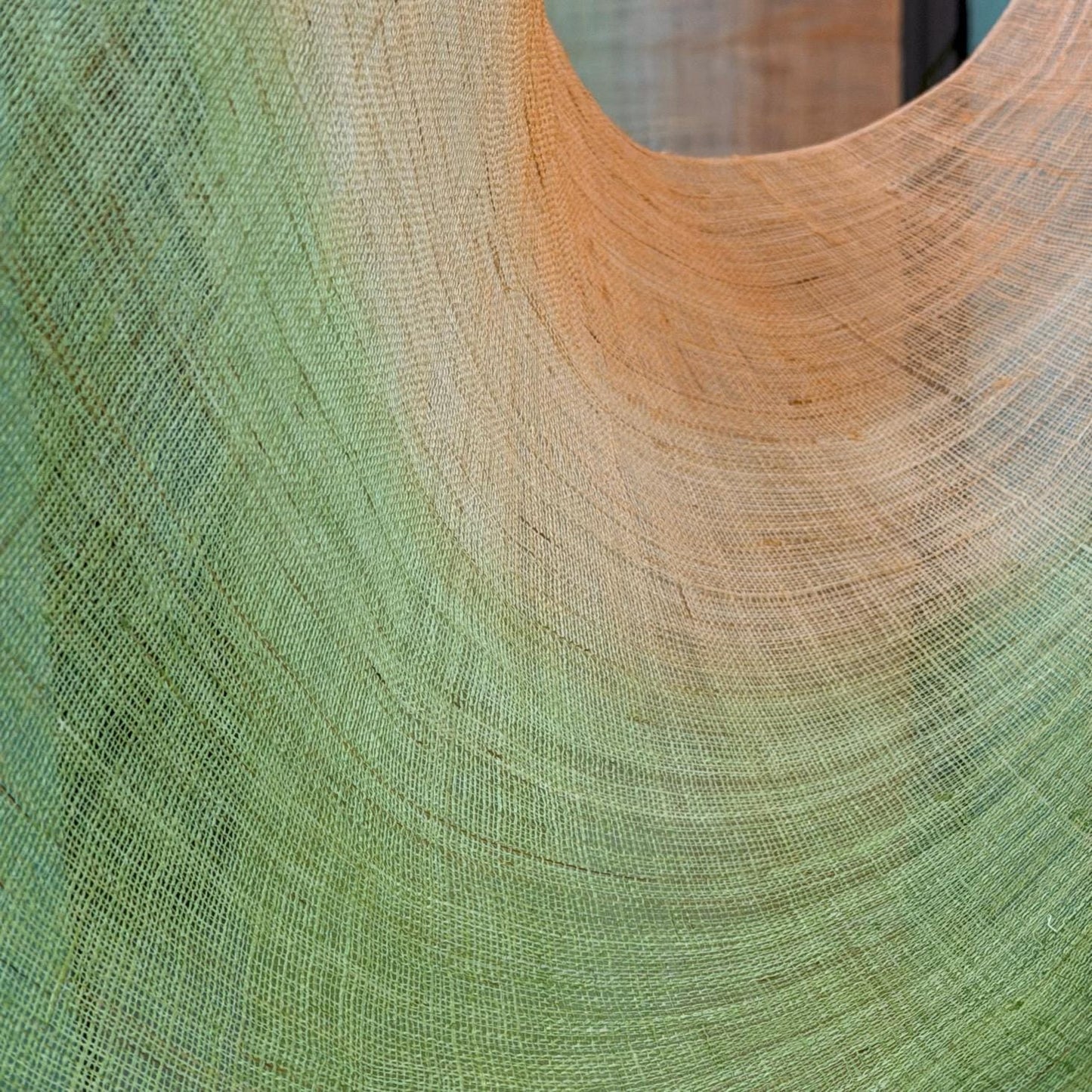detail view of Ramie Ombre — Olive Haze showing plant-dyed fabric texture