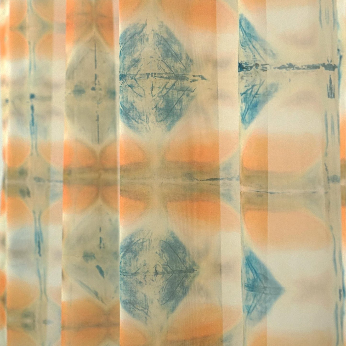 lifestyle scene with Pattern Drapery — Soft Beige creating a soft, airy room partition