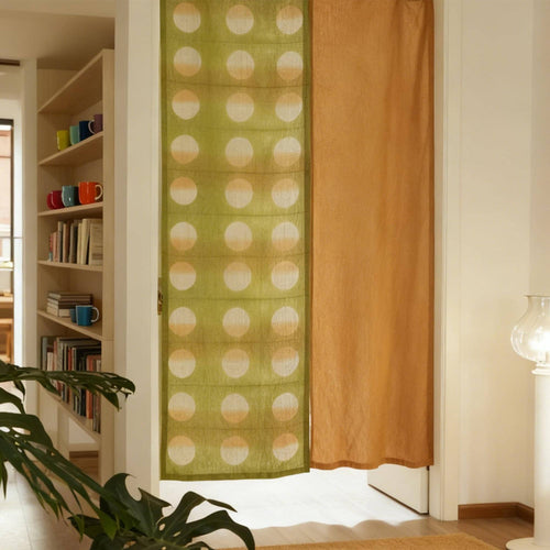 Hand Dyed Linen Noren Curtain — Golden / Green