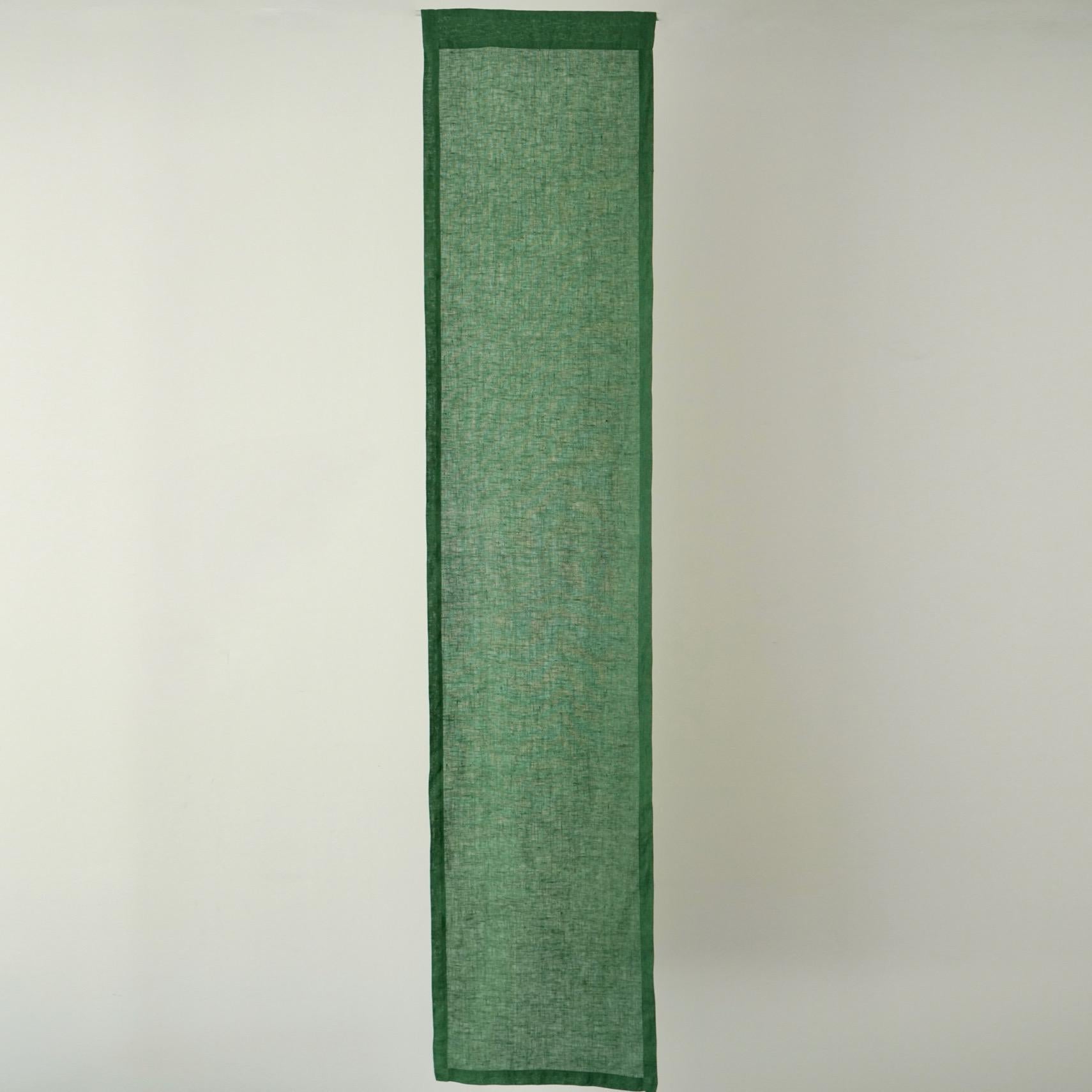 styled room scene with Soft Tone Noren — Leaf Green used as a window or doorway curtain