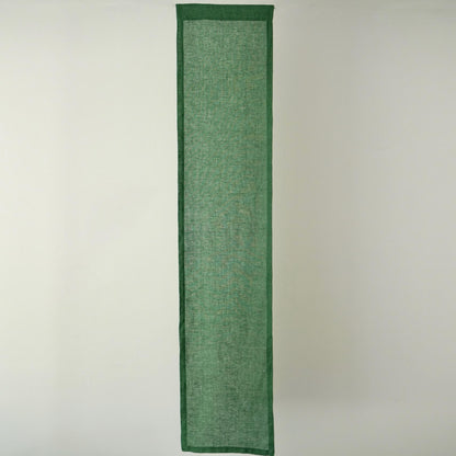 styled room scene with Soft Tone Noren — Leaf Green used as a window or doorway curtain