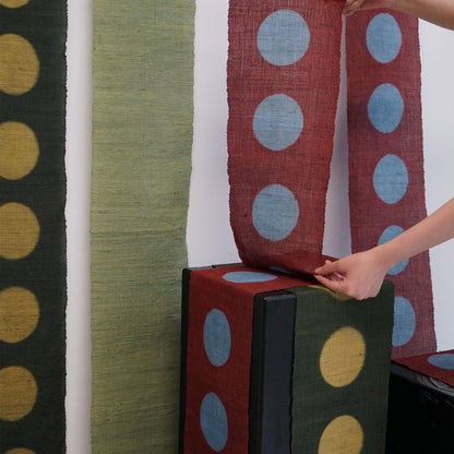 Narrow Ramie — Circles arranged in a styled living room setting
