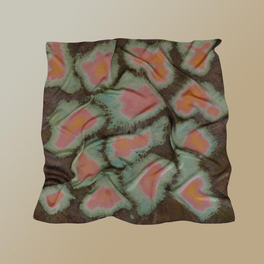 Hand dyed plant-dyed scarf 'Clay Green' — wearable botanical textile art, natural dyes.