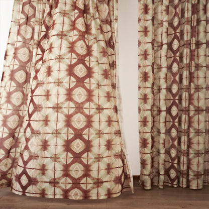 detail view of Pattern Drapery — Dusty Rose showing plant-dyed pattern and sheer drape