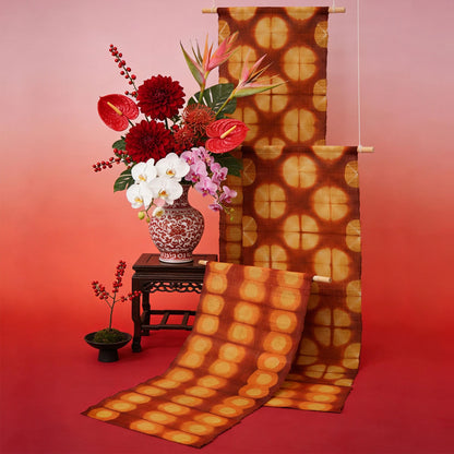 Ramie cloth panel 'Berry' — handmade plant-dyed ramie for room divider or curtain.