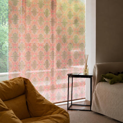 Sheer curtain panel 'Blush Pink' — delicate plant-dyed organza, translucent window curtain.