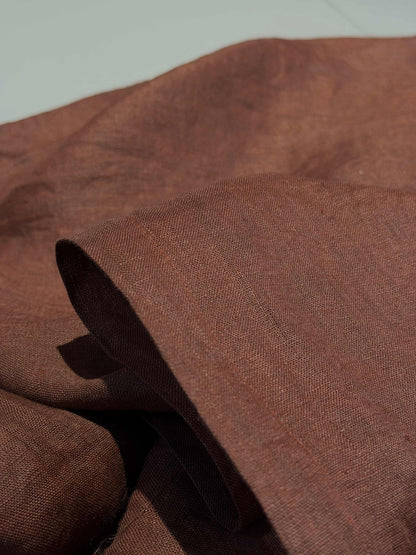 detail view of Linen Panel — Crimson Blue showing plant-dyed fabric texture and pattern