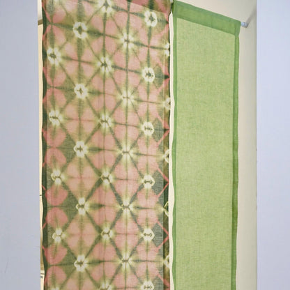styled room scene with Motif Linen Noren — Peach used as a window or doorway curtain