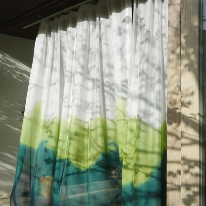 Sheer Curtain — White Green hung as window curtains in a bright room