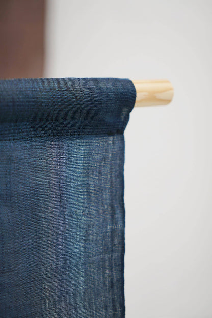 close-up of Ramie Ombre — Plum Grey showing natural dye and weave