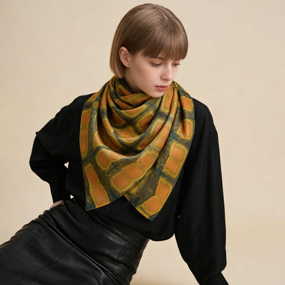 fabric detail of Scarf — Amber Green showing hand-dyed texture and drape
