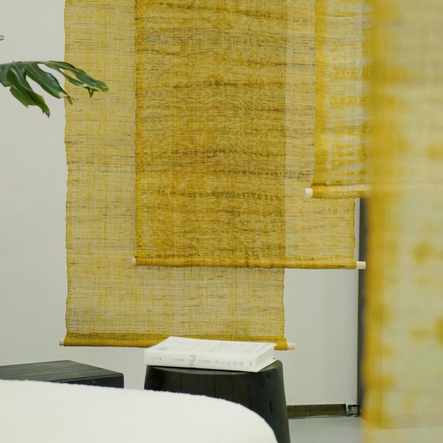 detail view of Ramie Ombre — Golden Yellow showing plant-dyed fabric texture