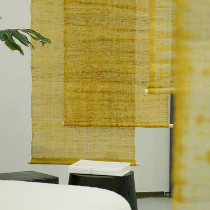 detail view of Ramie Ombre — Golden Yellow showing plant-dyed fabric texture