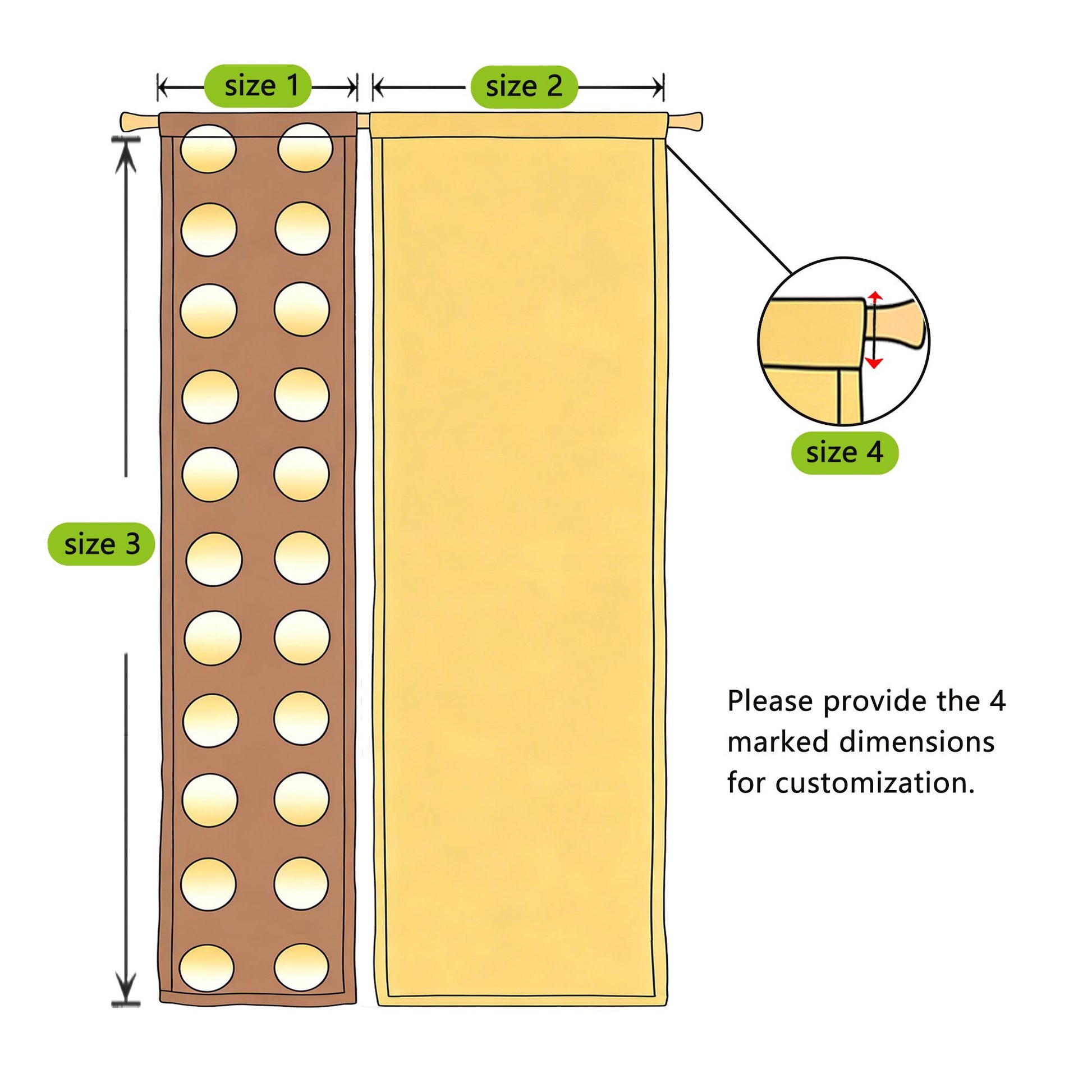 styled room scene with Polka Dot Linen Noren — Ochre / Brown used as a window or doorway curtain