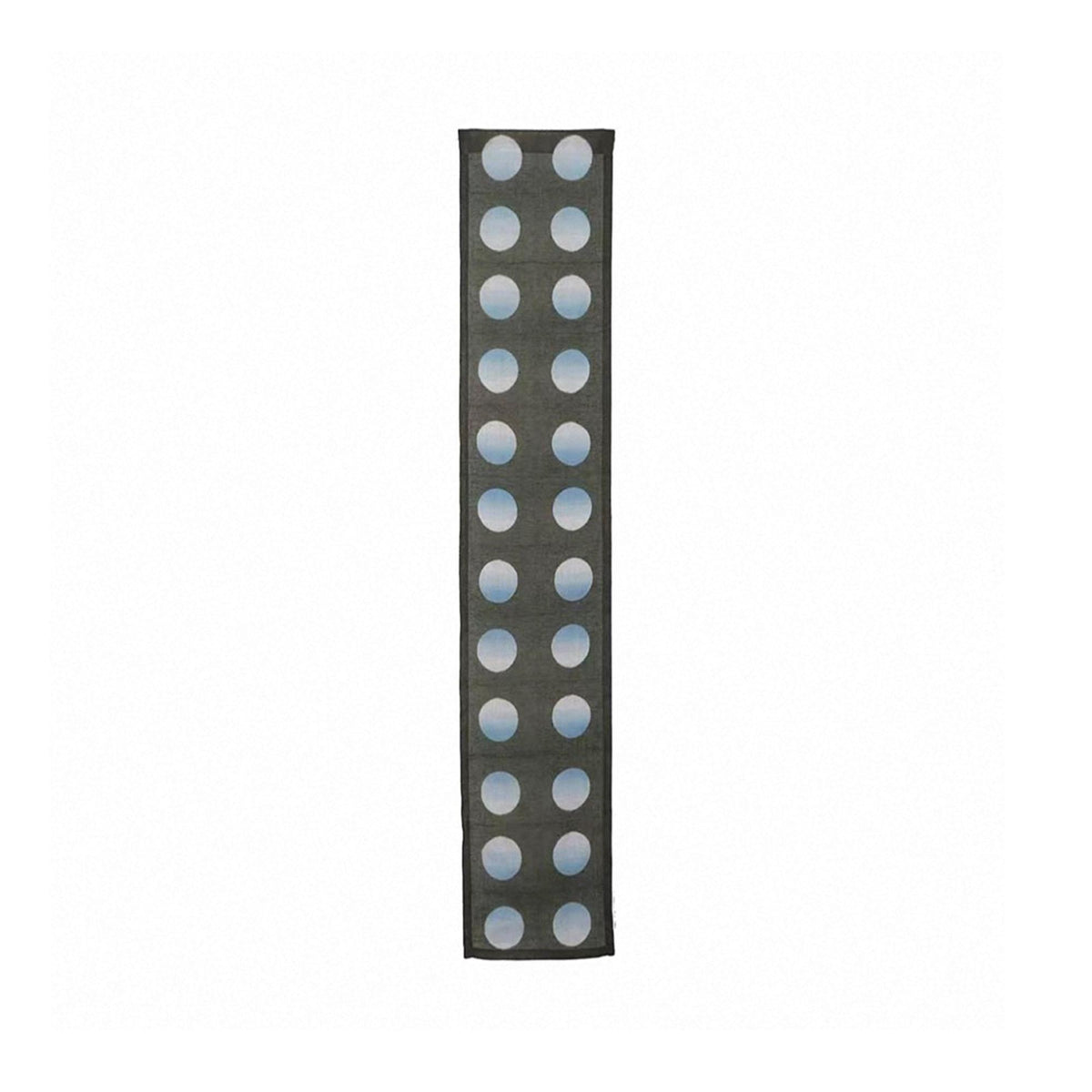 close-up of Polka Dot Linen Noren — Grey / Blue showing the natural resist-dye motif on linen