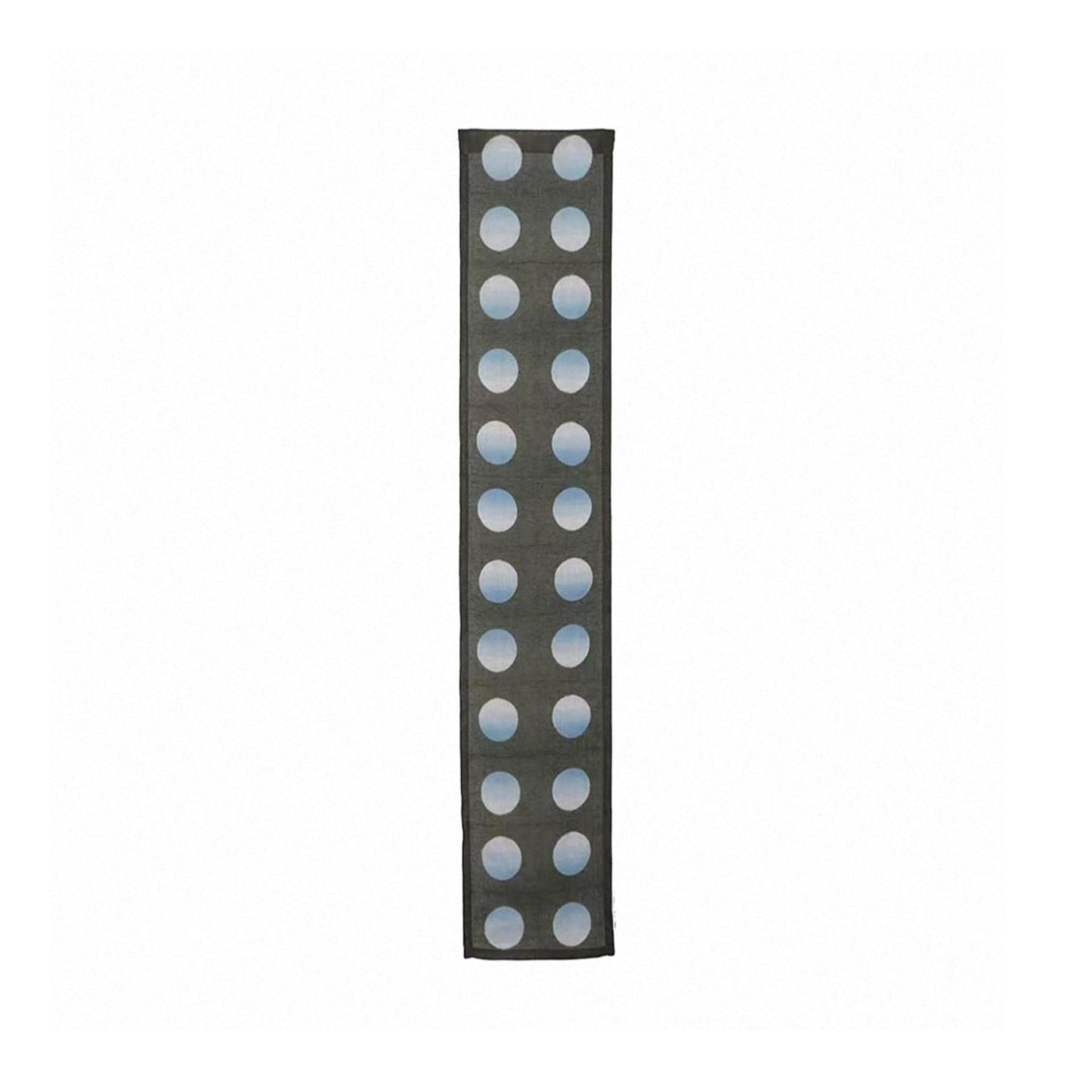 close-up of Polka Dot Linen Noren — Grey / Blue showing the natural resist-dye motif on linen