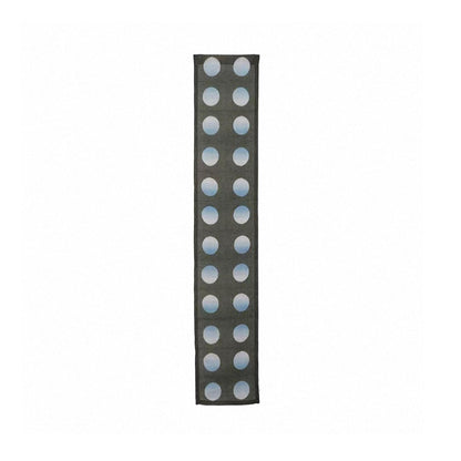 close-up of Polka Dot Linen Noren — Grey / Blue showing the natural resist-dye motif on linen