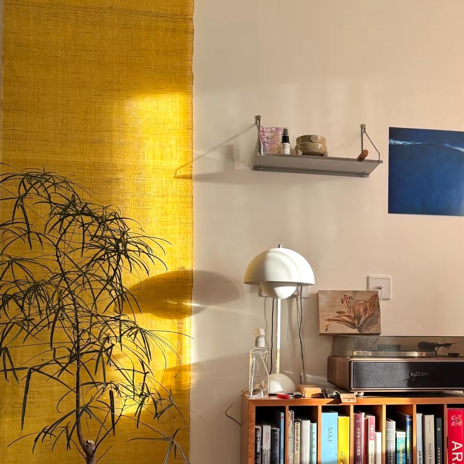detail view of Ramie Ombre — Golden Yellow showing plant-dyed fabric texture