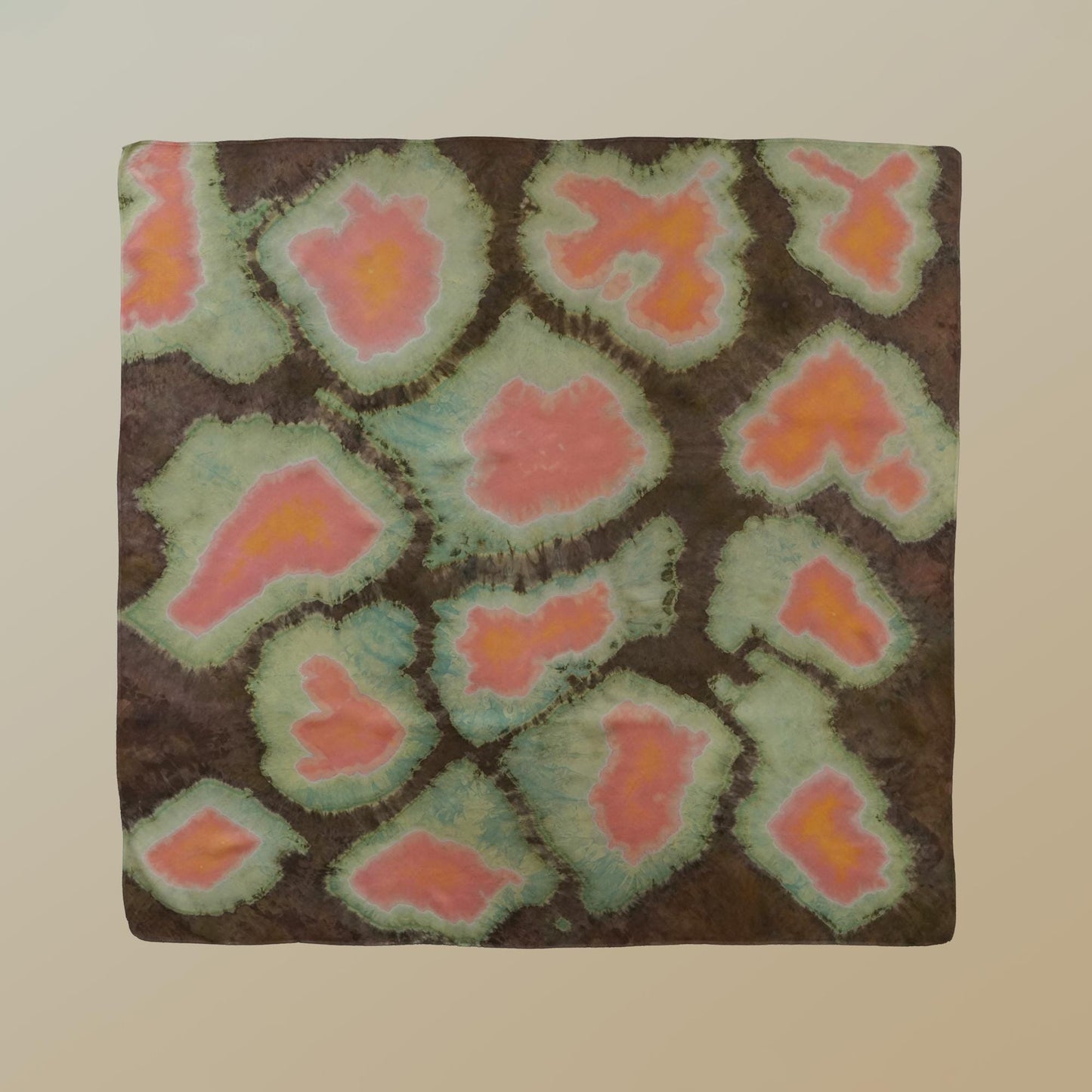 Scarf — Clay Green styled and worn, showing the natural plant-dyed pattern