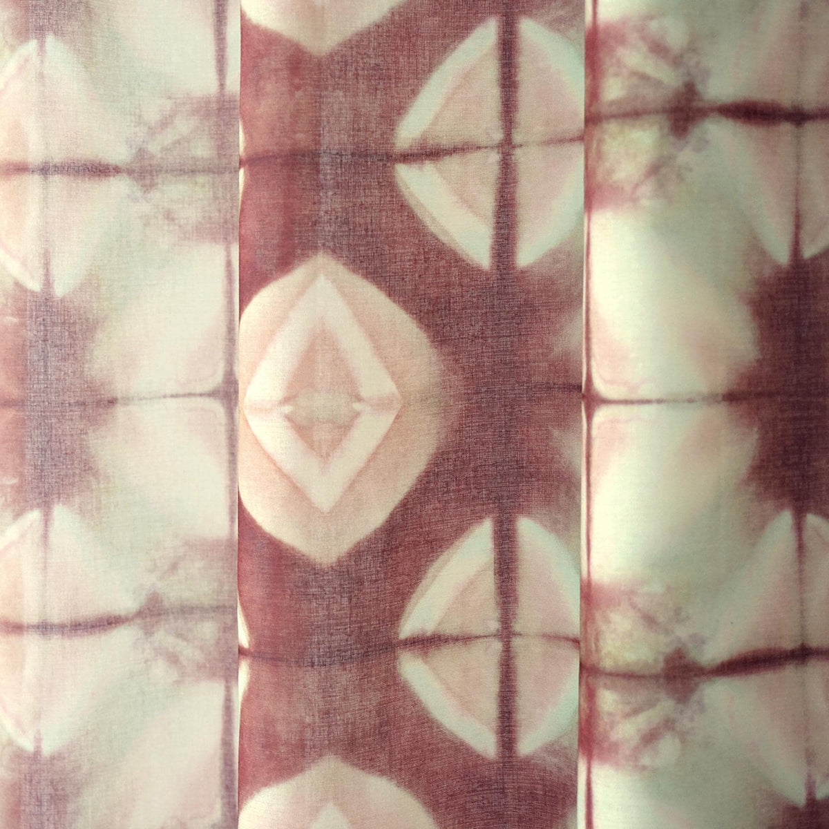 Pattern Drapery — Dusty Rose shown in a bedroom interior with soft natural light