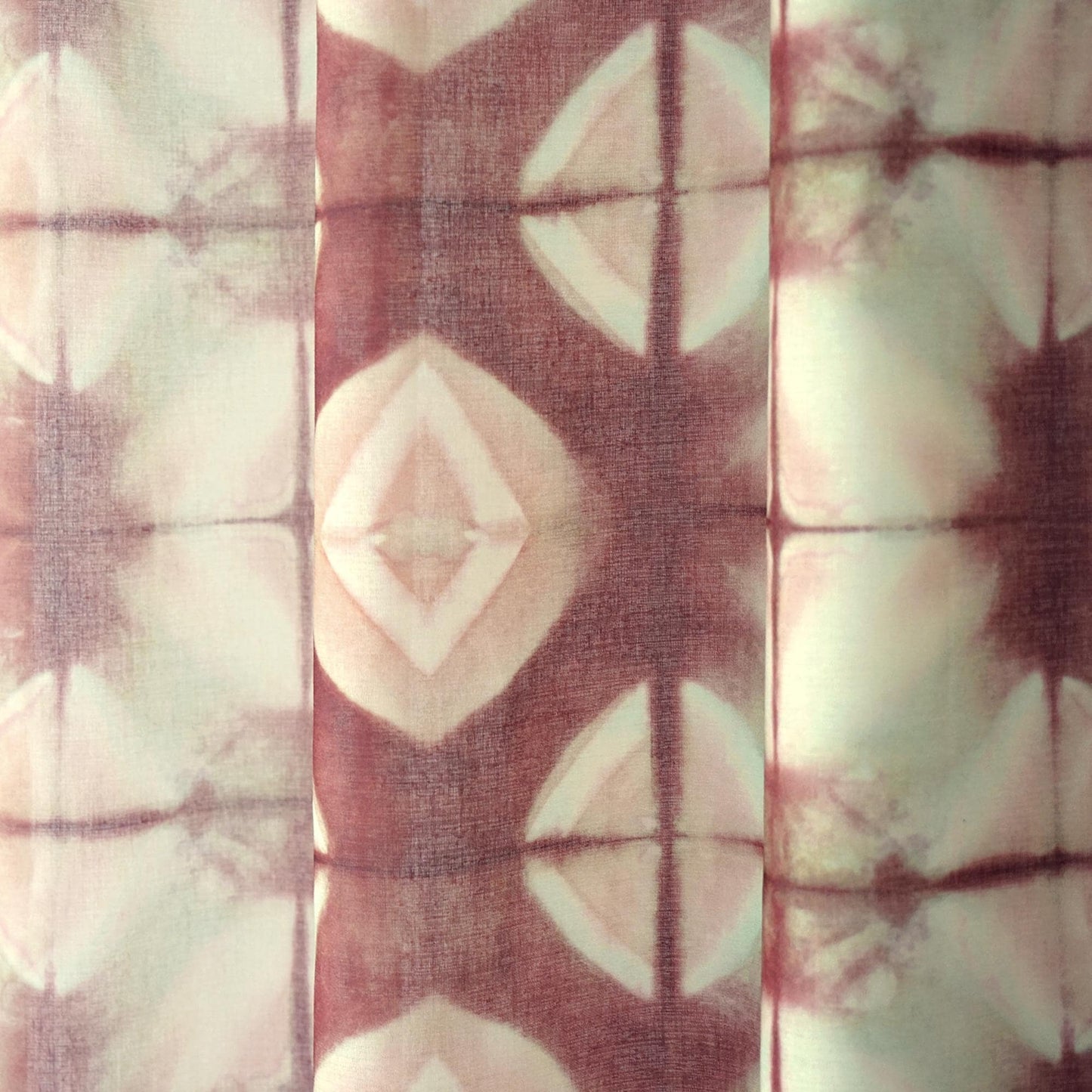 Pattern Drapery — Dusty Rose shown in a bedroom interior with soft natural light