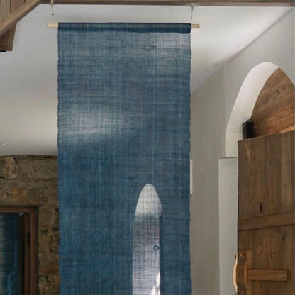 alternate view of Ramie Ombre — Deep Blue in a styled interior