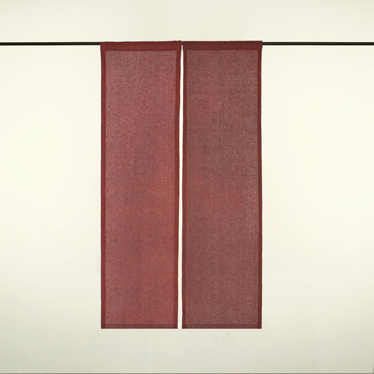 Minimalist Japanese noren 'Dusty Rose' — soft handmade plant-dyed linen doorway curtain.