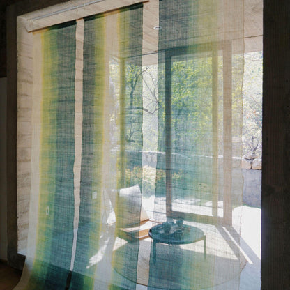 alternate view of Ramie Ombre — Aqua Fade in a styled interior