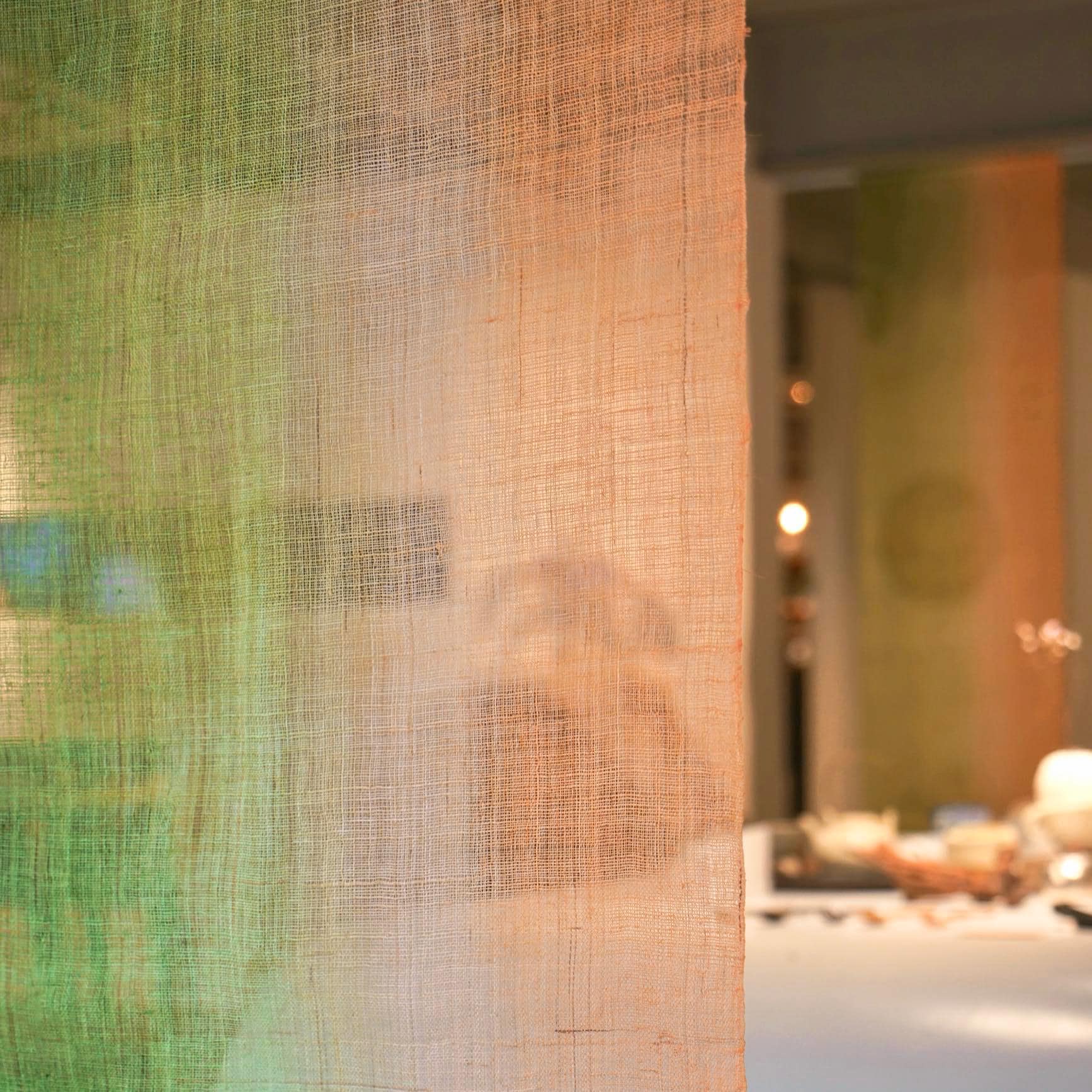 alternate view of Ramie Ombre — Olive Haze in a styled interior