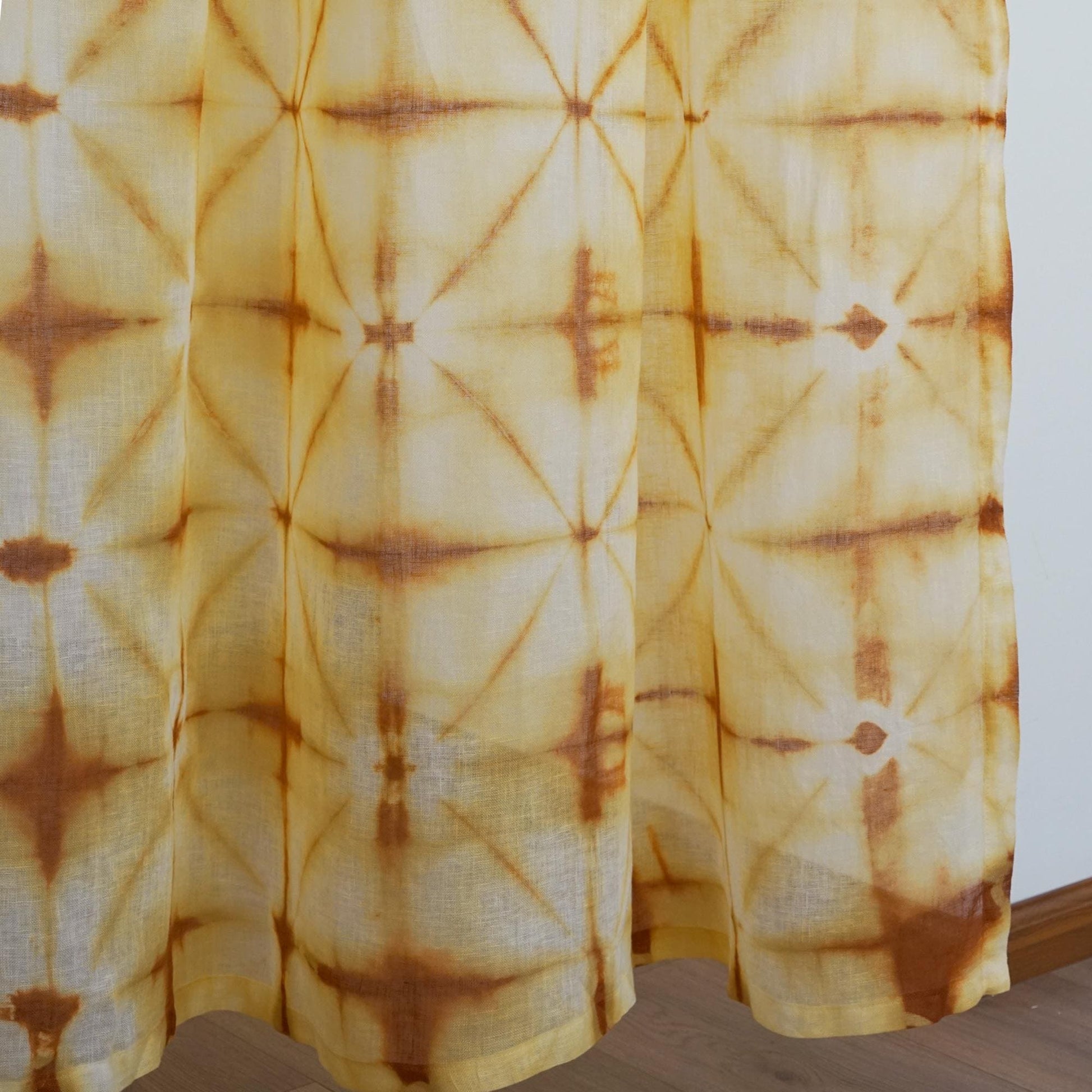 detail view of Linen Panel — Oat Dots showing plant-dyed fabric texture and pattern