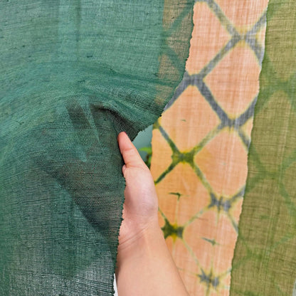 Ramie Cloth — Teal Beige displayed as a room divider or wall hanging