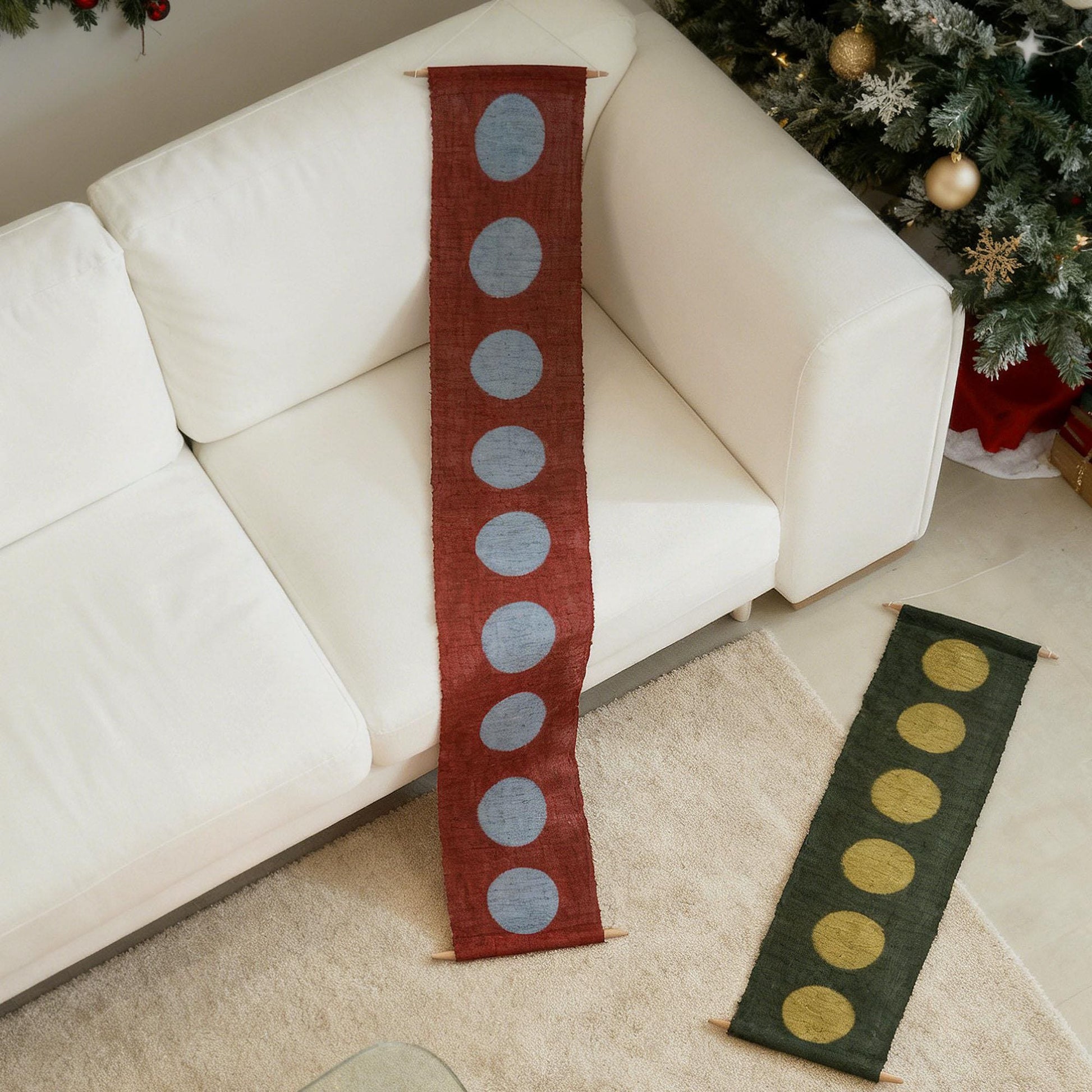 detail view of Narrow Ramie — Circles showing repeated resist-dye motifs