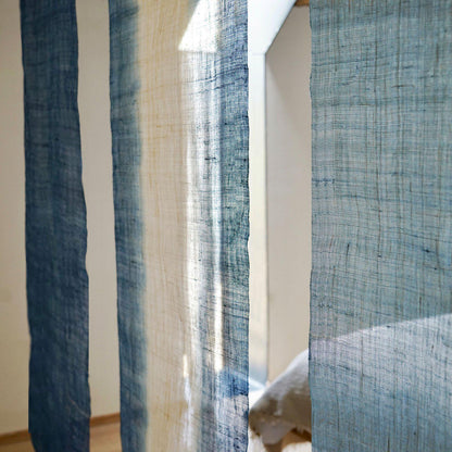detail view of Ramie Ombre — Deep Blue showing plant-dyed fabric texture