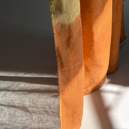 close-up of Linen Panel — Warm Beige showing the natural weave and gradient dye