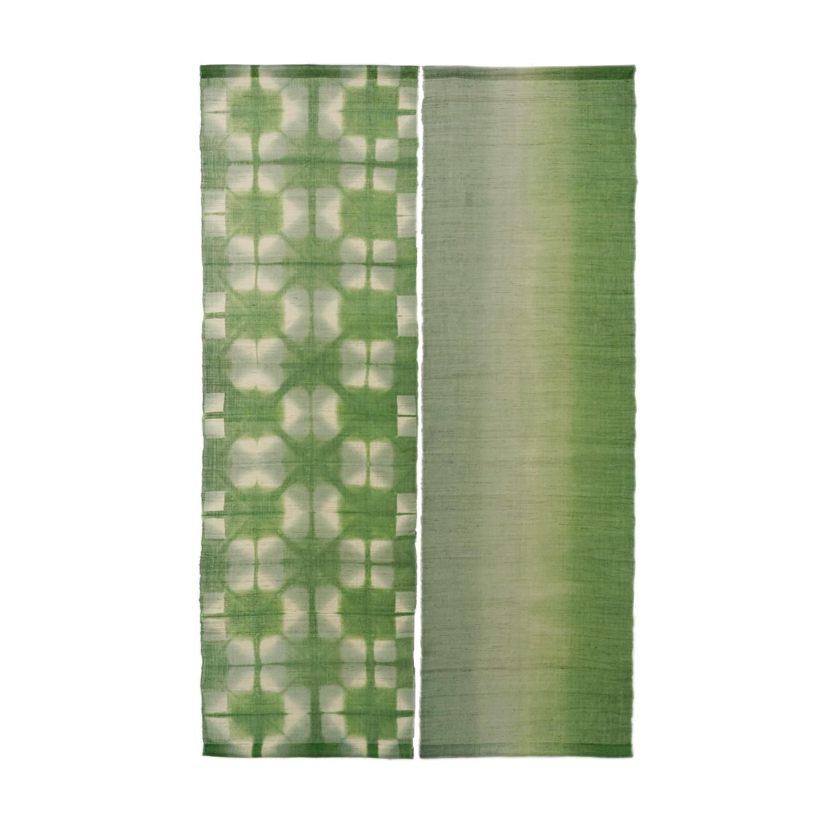 detail view of Ramie Cloth — Moss Light showing natural ramie weave and resist-dye pattern