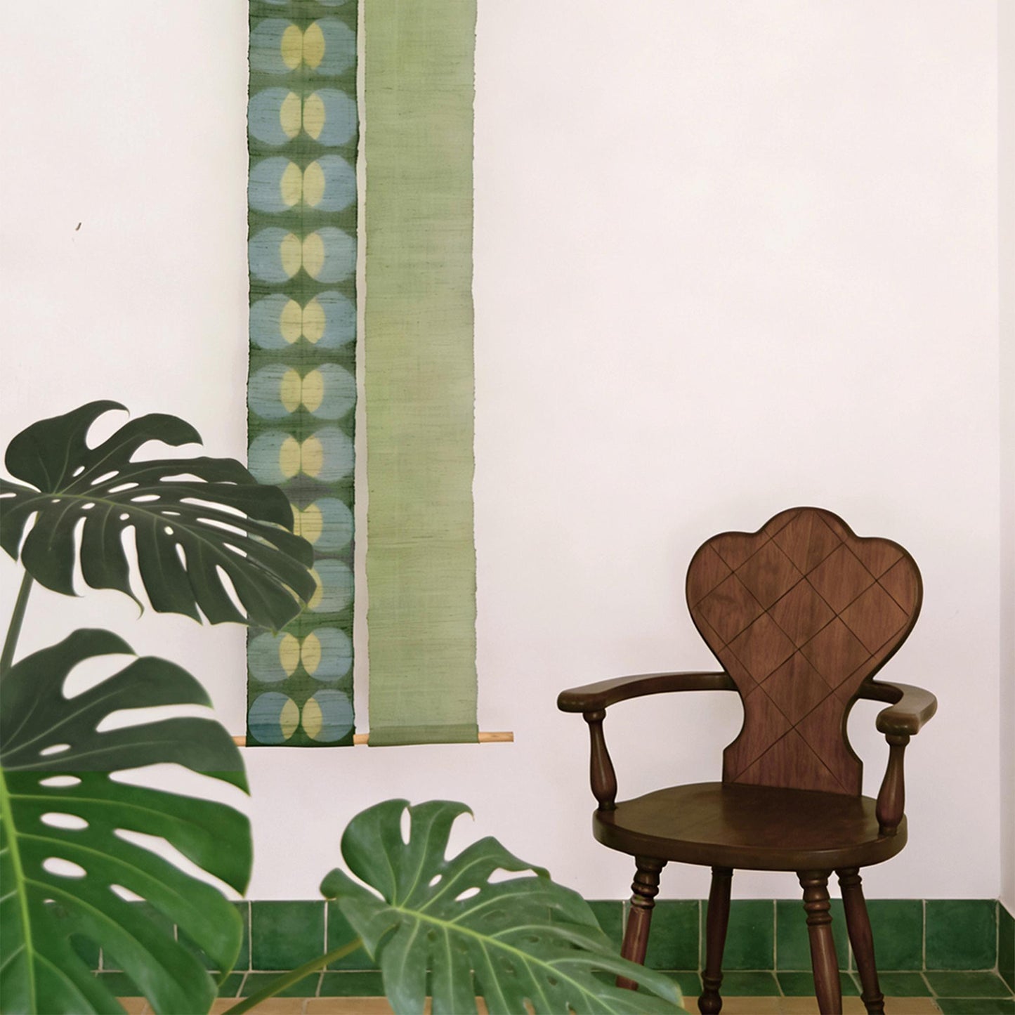 Narrow Ramie — Bean Motif arranged in a styled living room setting