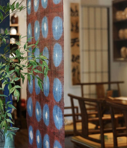 styled interior scene with Ramie Cloth — Red Dots used as a curtain or screen