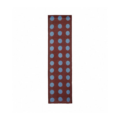 detail view of Polka Dot Linen Noren — Brick / Red showing plant-dyed linen texture and pattern